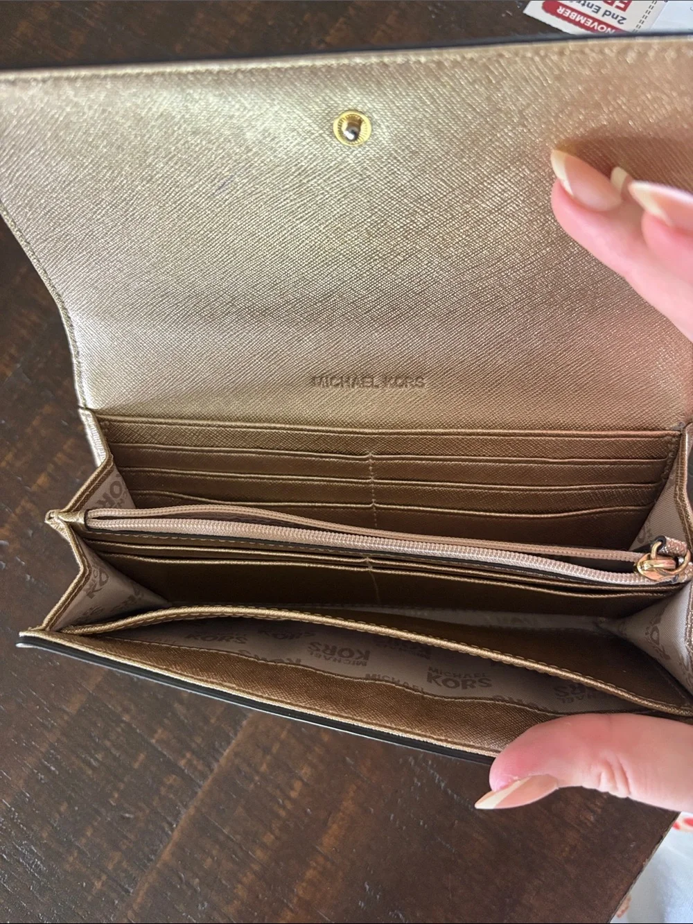 Michael Kors Metallic Gold Continental Wallet